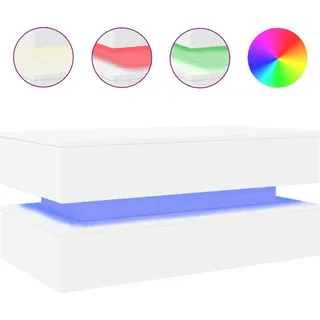 Couchtisch mit LED-Leuchten Weiß 90x50x40 cm - Weiß