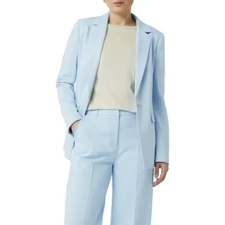 Jackenblazer COMMA, Damen, Gr. 40, canal blau, Web, Obermaterial: 51% Baumwolle, 46% Polyester, 3% Elasthan, unifarben, tailliert taillenbedeckt, gerader Abschluss, Blazer Jackenblazer, mit Reverskragen
