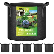iPower 35L 5er-Pack Grow Bags Stoff Belüftungstöpfe Behälter mit Riemengriffen für Kindergarten und Pflanzen (schwarz)