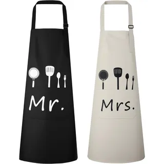 Vicloon Verstellbare Latzschürze, Unisex, wasserdichte Schürzen mit 2 Taschen, maschinenwaschbar, Kochschürze, Küchenschürze, Koch, Damen, Herren, Schürzen für Zuhause, Küche, Restaurant, Kaffeehaus