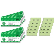 Sigel GN110 Nummernblock, 1000 Bons (nummeriert 1-1000, 10,5x5 cm, Farbauswahl nicht möglich) & 76153 Nummernblock grün, 1000 Bons (Nr. 1-1000, 10,5 x 5,3cm)