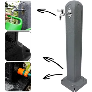 Wassersäule Gartenarmatur freistehend H 91,5 cm Granit Wasserhahn - Grau