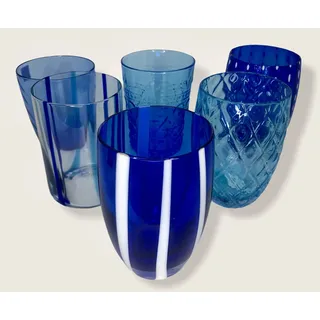 Zafferano - Melting Pot Set mit 6 Gläsern, gemischt Blau/Aquamarin