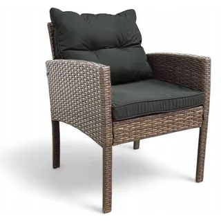 BETTSO Polyrattan Gartensessel KORFUHellbraun - Inkl. dicke Kissen in Graphit - Wetterfest & Robust - Lounge-Sessel für Balkon, Garten & Terrasse - Hellbraun