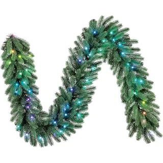 Twinkly Adventskranz mit Beleuchtung, Kartierbare Weihnachtsgirlande mit 50 RGB-LEDs, Länge 270 cm, Kompatibel mit Alexa und Google Home, Weihnachtsdekoration mit App-Steuerung