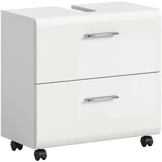 xonox.home – weiß Hochglanz – Unterschrank mit 2 Schublade(n) Schubladen , 60x58x30 cm , stehend , Badezimmer, Badmöbel, Waschbeckenunterschränke