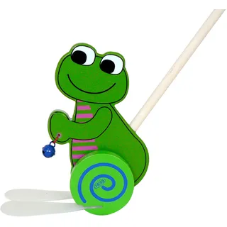 Hess Holzspielzeug 14438 - Schiebefigur aus Holz, Frosch, handgefertigt, zum Schieben und Ziehen, für Kinder ab 12 Monaten, ca. 12 x 21 x 60 cm