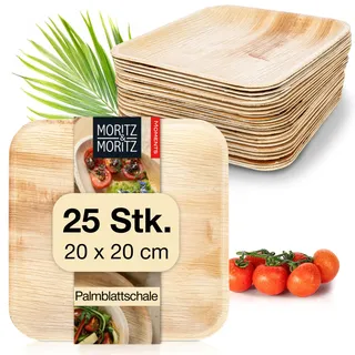 Moritz & Moritz Palmblatt Teller eckig 20 x 20 cm - 25 Nachhaltige Einwegteller - Alternative zu Bambusteller und Bambusgeschirr