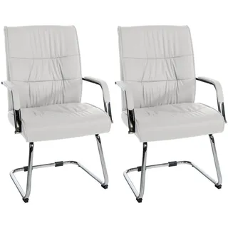 CLP Schwingstuhl 2er Set Lederlook weiß , Textil , 58x100x66 cm , Esszimmer, Stühle, Schwingstühle