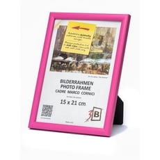 3-B Bilderrahmen ULM 15x21 cm (A5) - rosa - Holzrahmen, Fotorahmen, Portraitrahmen mit Acrylglas