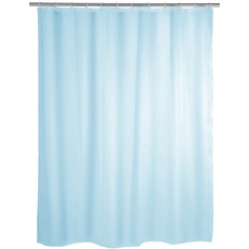 MSV Anti-Schimmel Duschvorhang - Anti-Bakteriell, waschbar, wasserdicht, mit 12 Duschvorhangringen - Polyester, „Hellblau“ 240x200cm
