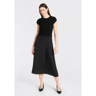 BOSS ORANGE Midikleid "Ficella Premium Damenmode" aus Strick mit Rockteil aus Satin, schwarz 001