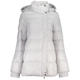 Patrizia Pepe Weiße Daunenjacke mit Abnehmbarer Kapuze und G, Größe 40