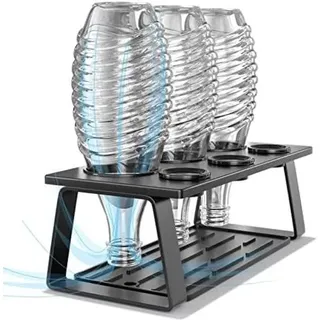 SodaStream Flash Halter für SodaStream-, Easy-, Fuse- und Emil-Flaschen, Abtropfgestell für 3 Flaschen und 3 Flaschenverschlüsse mit herausnehmbarer Tropfschale