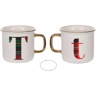 Villa d'Este Home Tivoli Tasse 300 ml aus New Bone China, Tartan, Monogram T