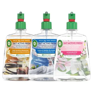 Air Wick Active Fresh – Wasserbasierter Automatischer Lufterfrischer – Raumduft Florale Düfte – 3 x 228 ml Nachfüller