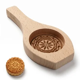 Mooncake Form, 1stk Mamoul Former Aus Holz Traditioneller Keksstempel Für Maamoul - Mondkuchen Und Plätzchen Ideal Für Die Kreative Backkunst Und Herzhafte Herbstfest Leckereien