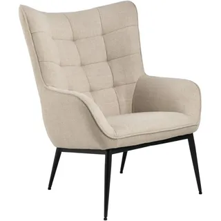 Mid.you Ohrensessel , Beige , Metall , 76.5x99x89.5 cm , Wohnzimmer, Sessel, Ohrensessel