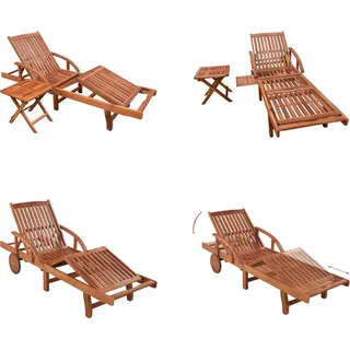 vidaXL Sonnenliege mit Tisch Massivholz Akazie - Sonnenliege Und -tisch - Sonnenliegen Und -tische - Liege - Liegestühle - Braun