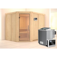 Bild Sauna Malin 68mm Ofen 9kW Bio Tür Klarglas