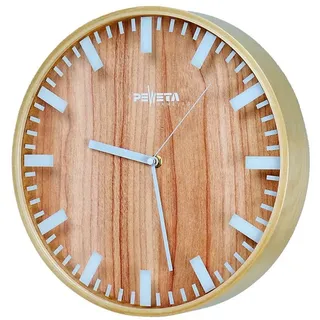 Peweta Funk-Wanduhr Wood, ø 30 cm Zifferblatt Balken, Holz