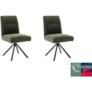 4-Fußstuhl MCA FURNITURE "DELANE Esszimmerstuhl (2er Set) - Stuhl", olive, schwarz, olive, B:49cm H:92cm T:65cm, Polyester, Stühle, 4-Fußstuhl, Taschenfederkern, Lehnenkippfunktion, beweglicher Rücken, 360 drehbar