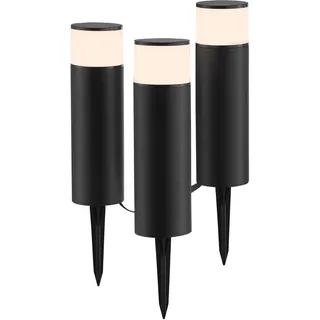 Brilliant Außenleuchte Dody Gartenspieß 3er Set in schwarz - dimmbare Außenlampe mit RBG, CCT Farbtemperatur einstellbar - Tuya Smart kompatibel, per App steuerbar - LED Gartenstrahler für außen, IP44