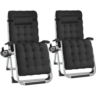 Tectake Sonnenliege 84 x 168 x 82,5 cm Schwarz