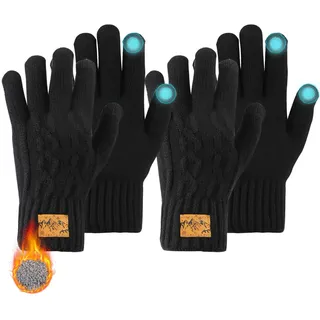 HEYLOURB Winterhandschuhe Touchscreen Handschuhe Strick Fingerhandschuhe Sport Warm und Winddicht Winterhandschuhe für Männer und Frauen [2 Paar]