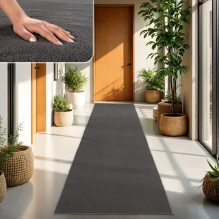TT Home Teppich Wohnzimmer Anthrazit 100x200 cm, Waschbar & Kurzflor | Moderner Flauschiger Teppich, Pflegeleicht & Rutschfest, Ideal Für Wohnzimmer, Schlafzimmer, Kinderzimmer & Flur