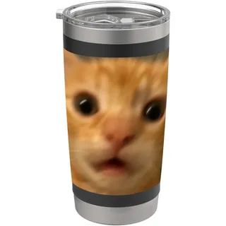 Lustiges überraschtes orangefarbenes Kätzchen-Foto-Meme Doppelwandiger Edelstahl-Thermobecher