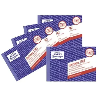 Avery-Zweckform 1742-5 Quittungen DIN A6 quer Anzahl der Blätter: 40 Weiß, Gelb 5 St.