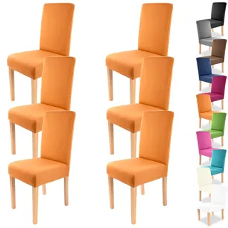 Gräfenstayn 6 STK Stretch-Stuhlhusse Charles - runde und eckige Stuhllehnen - VORTEILSPACKUNG - bi-elastische Passform mit Öko-Tex Siegel Standard 100: „Geprüftes Vertrauen“ (orange)