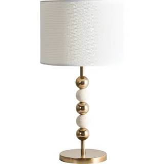 BELIANI Tischlampe Messing u. Beige Metall mit Stoffschirm Trommelform 58 cm Hoch Modern Langes Kabel mit Schalter Schlaf- u. Wohnzimmer Beleuchtung - Gold, Beige, Weiß