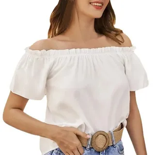 Schulterfreies Oberteil Damen One Shoulder Fledermausärmel Oversized Elegant Mittelalter Bluse Rüschenbluse Schulterfrei Sommer Trachtenblusen Shirt Viktorianische Gothic Party Top