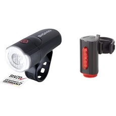SIGMA Sport - Aura 30 | LED Fahrradlicht 30 Lux | Schwarz & FISCHER Twin Fahrrad-Rücklicht mit 360° Bodenleuchte für mehr Sichtbarkeit und Schutz, aufladbarer Akku