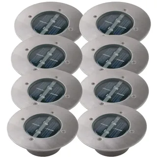 Ranex 8er SET moderner Solar LED Bodeneinbaustrahler rund in Edelstahl/Glas für Außen