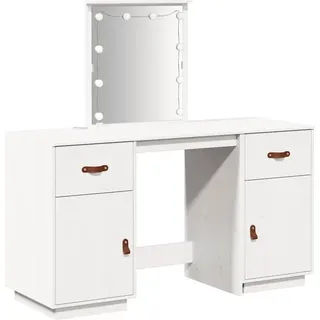 vidaXL Schminktisch-Set mit LED Weiß Massivholz Kiefer - Weiß