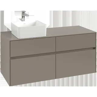 Villeroy & Boch Collaro Waschbeckenunterschrank, Wandmontage, 4 Auszüge SoftClose, Waschbecken links, 1200x548x500mm, C04200AB, Farbe: Front/Korpus: Black Oak, Griff: Volcano Black