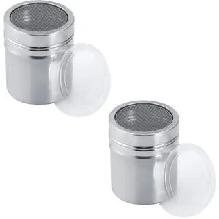 Puderzuckerstreuer,2 Stück Mehlstreuer mit Deckel,Edelstahl Kakaostreuer für Cappuccino,Puderzuckermühle,Kakao Streuer Cappuccino,Staubzuckerstreuer,Staubzuckermühle,Zimtstreuer,Puderzucker Streuer