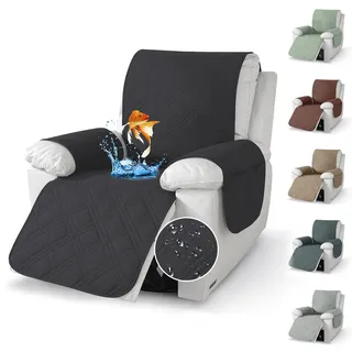 Chingcoo Sesselschoner Sesselauflage Relax mit Armlehnen Sessel Überwurf Bürostuhl für Relaxsessel und Überzug warm und weich zur Schonung der Polster Lehnenschutz 59x203cm (Schwarz)