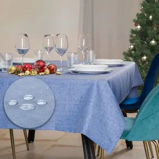 Tischdecke Outdoor Abwaschbar 100x140 Blau Gartentischdecke Tischdecken Wetterfest Wachstuchtischdecke Table Cloth Made in Italy für Den Außenbereich Tischtuch