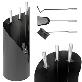 DanDiBo Kaminbesteck Schwarz Modern 4 Teilig Set , Metall , 20x55x20 cm , Elektrogeräte, Heizgeräte, Elektrokamine