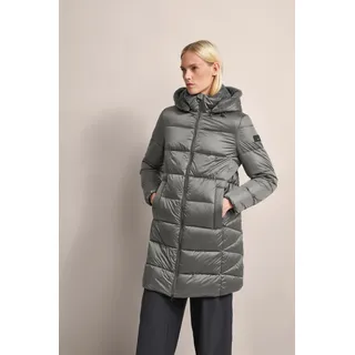 Kurzmantel BUGATTI, Damen, Gr. 42, grau (taupe), 60% Polyester, 40% Polyamid, unifarben, loose fit, Bündchen, Mäntel Kurzmantel, mit abtrennbarer Kapuze