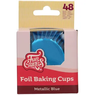 FunCakes Baking Cups Metallic Blau 48 Stück Muffin und Cupcake Förmchen Papier, Folie Backförmchen Aluminiumfolie, Perfekt für Cupcakes und Muffins - Pk/48