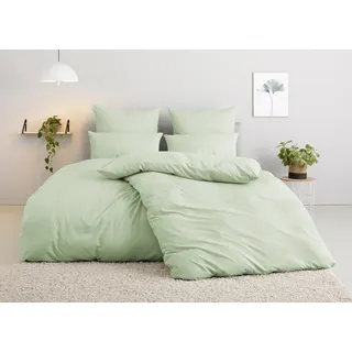 MY HOME Bettwäsche »Desner« 3 tlg. Premium Qualität, 100 % Polyester, sehr weich, uni, ab 135x200 cm grün