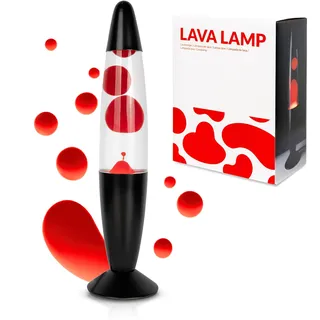 GIFTMARKET- Rote Lavalampe. Retro Tischlampe 34 x 8,5 cm mit 2 Glühbirnen. Kreatives Geschenk für Jugendliche. Stylische Nachttischlampe für Kinderzimmer oder Zuhause.