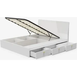 Doppelbett 160x190 cm Bett mit Stauraum Schubkasten modernes Design Steyr - Weiß - Weiß