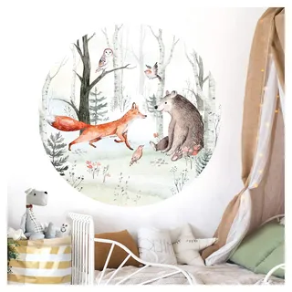 Little Deco Wandtattoo Waldtiere Fuchs Bär Eule Vögel DL556 M - 60 cm