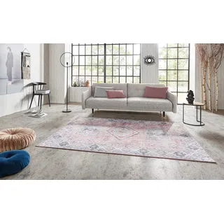 Teppich HANSE HOME "Gratia" Gr. 6, rosa (altrosa), B:200cm H:5mm L:290cm, Polyester, Teppiche, Teppich, Orientalisch, Vintage, Flachgewebe, Läufer, Wohnzimmer, Schlafzimmer